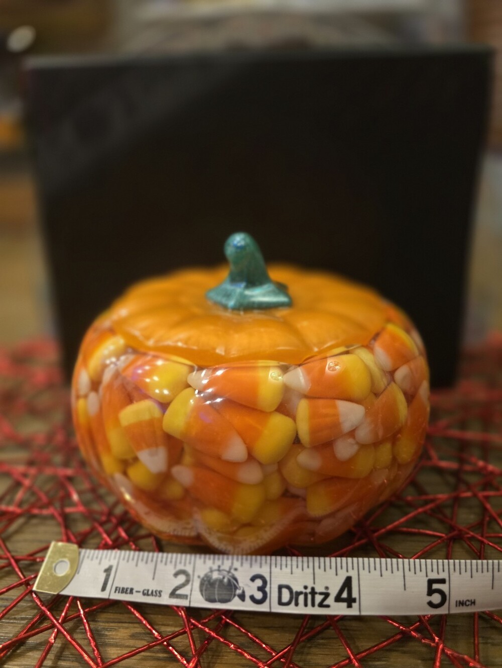 Ceramic Pumpkin Candy Jar - Orange with Green Stem